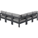  Meridian Nizuc 90" Grey Water Resistant Fabric Upholstered 5 pc Outdoor Patio Modular Sectional IMAGE 3