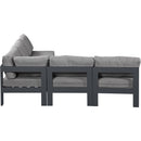  Meridian Nizuc 90" Grey Water Resistant Fabric Upholstered 5 pc Outdoor Patio Modular Sectional IMAGE 4