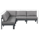  Meridian Nizuc 90" Grey Water Resistant Fabric Upholstered 5 pc Outdoor Patio Modular Sectional IMAGE 7