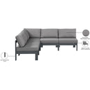  Meridian Nizuc 90" Grey Water Resistant Fabric Upholstered 5 pc Outdoor Patio Modular Sectional IMAGE 8