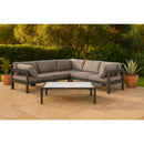  Meridian Nizuc 90" Grey Water Resistant Fabric Upholstered 5 pc Outdoor Patio Modular Sectional IMAGE 2