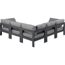  Meridian Nizuc 90" Grey Water Resistant Fabric Upholstered 5 pc Outdoor Patio Modular Sectional IMAGE 3