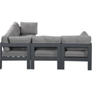  Meridian Nizuc 90" Grey Water Resistant Fabric Upholstered 5 pc Outdoor Patio Modular Sectional IMAGE 4