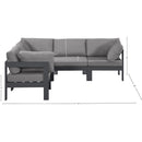  Meridian Nizuc 90" Grey Water Resistant Fabric Upholstered 5 pc Outdoor Patio Modular Sectional IMAGE 7