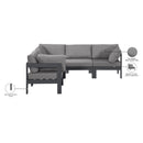  Meridian Nizuc 90" Grey Water Resistant Fabric Upholstered 5 pc Outdoor Patio Modular Sectional IMAGE 8