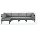  Meridian Nizuc 120" Grey Water Resistant Fabric Upholstered 5 pc Outdoor Patio Modular Sectional IMAGE 11