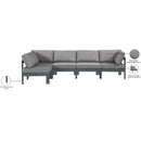  Meridian Nizuc 120" Grey Water Resistant Fabric Upholstered 5 pc Outdoor Patio Modular Sectional IMAGE 12