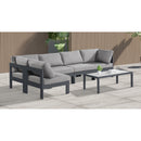  Meridian Nizuc 120" Grey Water Resistant Fabric Upholstered 5 pc Outdoor Patio Modular Sectional IMAGE 3