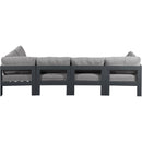  Meridian Nizuc 120" Grey Water Resistant Fabric Upholstered 5 pc Outdoor Patio Modular Sectional IMAGE 6