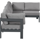 Meridian Nizuc 120" Grey Water Resistant Fabric Upholstered 5 pc Outdoor Patio Modular Sectional IMAGE 7