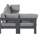  Meridian Nizuc 120" Grey Water Resistant Fabric Upholstered 5 pc Outdoor Patio Modular Sectional IMAGE 8