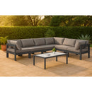  Meridian Nizuc 120" Grey Water Resistant Fabric Upholstered 6 pc Outdoor Patio Modular Sectional IMAGE 2