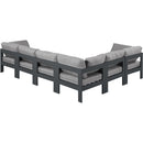  Meridian Nizuc 120" Grey Water Resistant Fabric Upholstered 6 pc Outdoor Patio Modular Sectional IMAGE 3