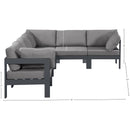  Meridian Nizuc 120" Grey Water Resistant Fabric Upholstered 6 pc Outdoor Patio Modular Sectional IMAGE 7