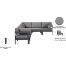  Meridian Nizuc 120" Grey Water Resistant Fabric Upholstered 6 pc Outdoor Patio Modular Sectional IMAGE 8