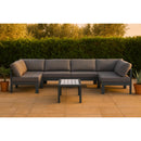 Meridian Nizuc 120" Grey Water Resistant Fabric Upholstered 6 pc Outdoor Patio Modular Sectional IMAGE 2