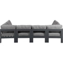  Meridian Nizuc 120" Grey Water Resistant Fabric Upholstered 6 pc Outdoor Patio Modular Sectional IMAGE 3