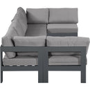  Meridian Nizuc 120" Grey Water Resistant Fabric Upholstered 6 pc Outdoor Patio Modular Sectional IMAGE 4