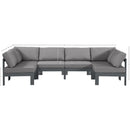  Meridian Nizuc 120" Grey Water Resistant Fabric Upholstered 6 pc Outdoor Patio Modular Sectional IMAGE 7