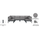  Meridian Nizuc 120" Grey Water Resistant Fabric Upholstered 6 pc Outdoor Patio Modular Sectional IMAGE 8