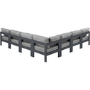  Meridian Nizuc 120" Grey Water Resistant Fabric Upholstered 7 pc Outdoor Patio Modular Sectional IMAGE 3