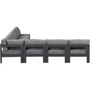  Meridian Nizuc 120" Grey Water Resistant Fabric Upholstered 7 pc Outdoor Patio Modular Sectional IMAGE 4