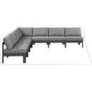  Meridian Nizuc 120" Grey Water Resistant Fabric Upholstered 7 pc Outdoor Patio Modular Sectional IMAGE 7