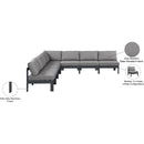  Meridian Nizuc 120" Grey Water Resistant Fabric Upholstered 7 pc Outdoor Patio Modular Sectional IMAGE 8