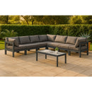  Meridian Nizuc 120" Grey Water Resistant Fabric Upholstered 7 pc Outdoor Patio Modular Sectional IMAGE 2