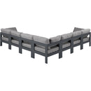  Meridian Nizuc 120" Grey Water Resistant Fabric Upholstered 7 pc Outdoor Patio Modular Sectional IMAGE 3