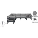  Meridian Nizuc 120" Grey Water Resistant Fabric Upholstered 7 pc Outdoor Patio Modular Sectional IMAGE 8