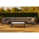  Meridian Nizuc 150" Grey Water Resistant Fabric Upholstered 7 pc Outdoor Patio Modular Sectional IMAGE 2