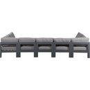 Meridian Nizuc 150" Grey Water Resistant Fabric Upholstered 7 pc Outdoor Patio Modular Sectional IMAGE 3