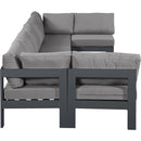  Meridian Nizuc 150" Grey Water Resistant Fabric Upholstered 7 pc Outdoor Patio Modular Sectional IMAGE 4
