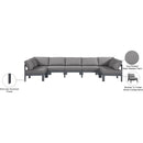  Meridian Nizuc 150" Grey Water Resistant Fabric Upholstered 7 pc Outdoor Patio Modular Sectional IMAGE 8