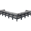  Meridian Nizuc 150" Grey Water Resistant Fabric Upholstered 8 pc Outdoor Patio Modular Sectional IMAGE 3