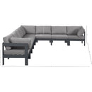  Meridian Nizuc 150" Grey Water Resistant Fabric Upholstered 8 pc Outdoor Patio Modular Sectional IMAGE 7
