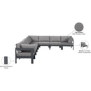  Meridian Nizuc 150" Grey Water Resistant Fabric Upholstered 8 pc Outdoor Patio Modular Sectional IMAGE 8