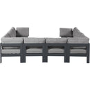  Meridian Nizuc 120" Grey Water Resistant Fabric Upholstered 8 pc Outdoor Patio Modular Sectional IMAGE 3