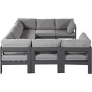  Meridian Nizuc 120" Grey Water Resistant Fabric Upholstered 8 pc Outdoor Patio Modular Sectional IMAGE 4