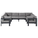  Meridian Nizuc 120" Grey Water Resistant Fabric Upholstered 8 pc Outdoor Patio Modular Sectional IMAGE 7