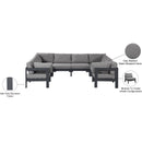  Meridian Nizuc 120" Grey Water Resistant Fabric Upholstered 8 pc Outdoor Patio Modular Sectional IMAGE 8