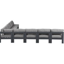  Meridian Nizuc 150" Grey Water Resistant Fabric Upholstered 9 pc Outdoor Patio Modular Sectional IMAGE 4