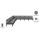  Meridian Nizuc 150" Grey Water Resistant Fabric Upholstered 9 pc Outdoor Patio Modular Sectional IMAGE 8