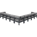  Meridian Nizuc 150" Grey Water Resistant Fabric Upholstered 9 pc Outdoor Patio Modular Sectional IMAGE 3