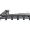  Meridian Nizuc 150" Grey Water Resistant Fabric Upholstered 9 pc Outdoor Patio Modular Sectional IMAGE 4