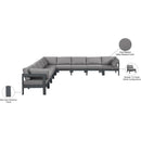  Meridian Nizuc 150" Grey Water Resistant Fabric Upholstered 9 pc Outdoor Patio Modular Sectional IMAGE 8
