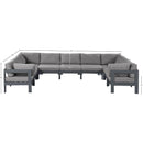  Meridian Nizuc 150" Grey Water Resistant Fabric Upholstered 9 pc Outdoor Patio Modular Sectional IMAGE 7