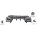  Meridian Nizuc 150" Grey Water Resistant Fabric Upholstered 9 pc Outdoor Patio Modular Sectional IMAGE 8