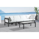  Meridian Nizuc 120" White Water Resistant Fabric Upholstered 4 pc Outdoor Patio Modular Sofa IMAGE 2